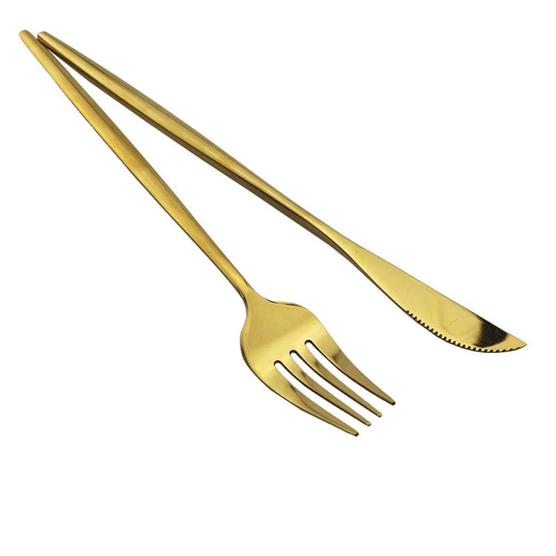JASHII Stainless Steel Titanium Plated Golden Flatware Set 24 Piece, Golden Silverware Set for 6 (Shiny) - Image 3